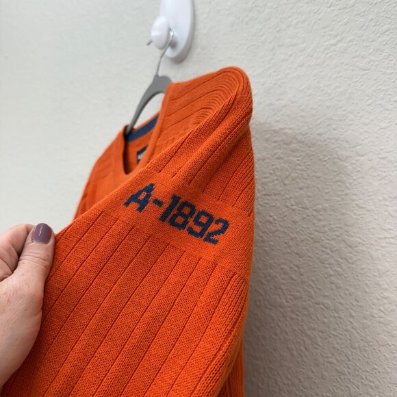 VTG Abercrombie Fitch A-1892 Orange Knit Y2K Style Pullover Sweater Mens size XL - Picture 5 of 8
